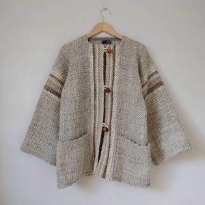 Handwoven Frances Solar Wool Coat Jacket Artist Made Small / Medium Oversized
